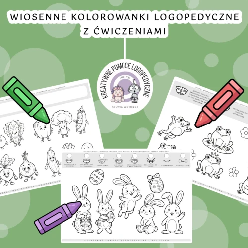 okładka zestawu WIOSENNE KOLOROWANKI LOGOPEDYCZNE Z ĆWICZENIAMI.webp