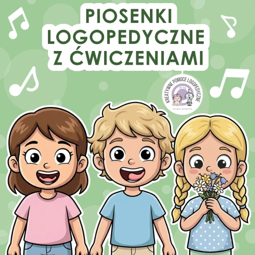 okładka zestawu PIOSENKI LOGOPEDYCZNE Z ĆWICZENIAMI.webp