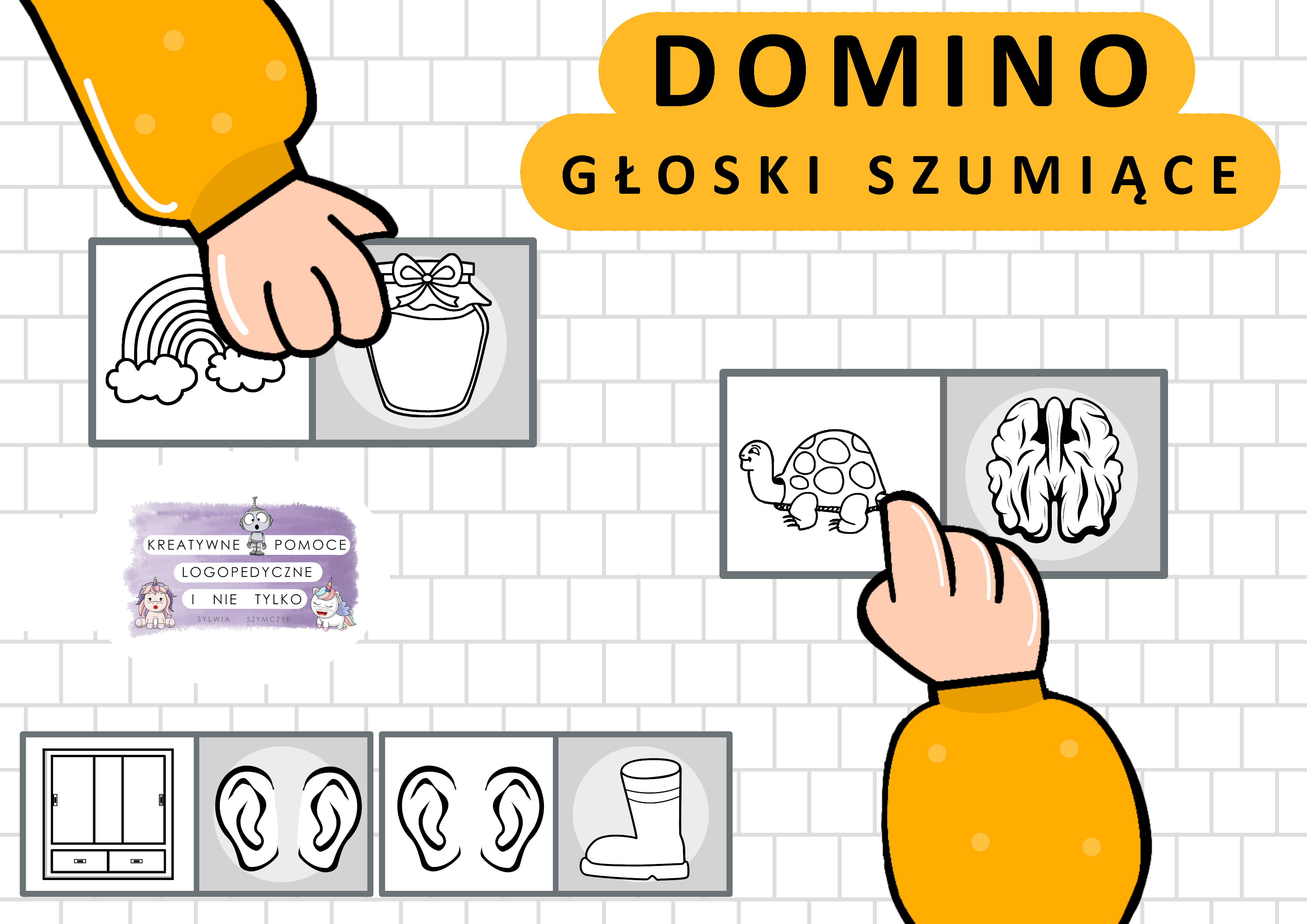 Utrwalanie Głosek Szumiących Karty Pracy DOMINO OBRAZKOWE GŁOSKI SZUMIĄCE Kreatywne pomoce logopedyczne i nie